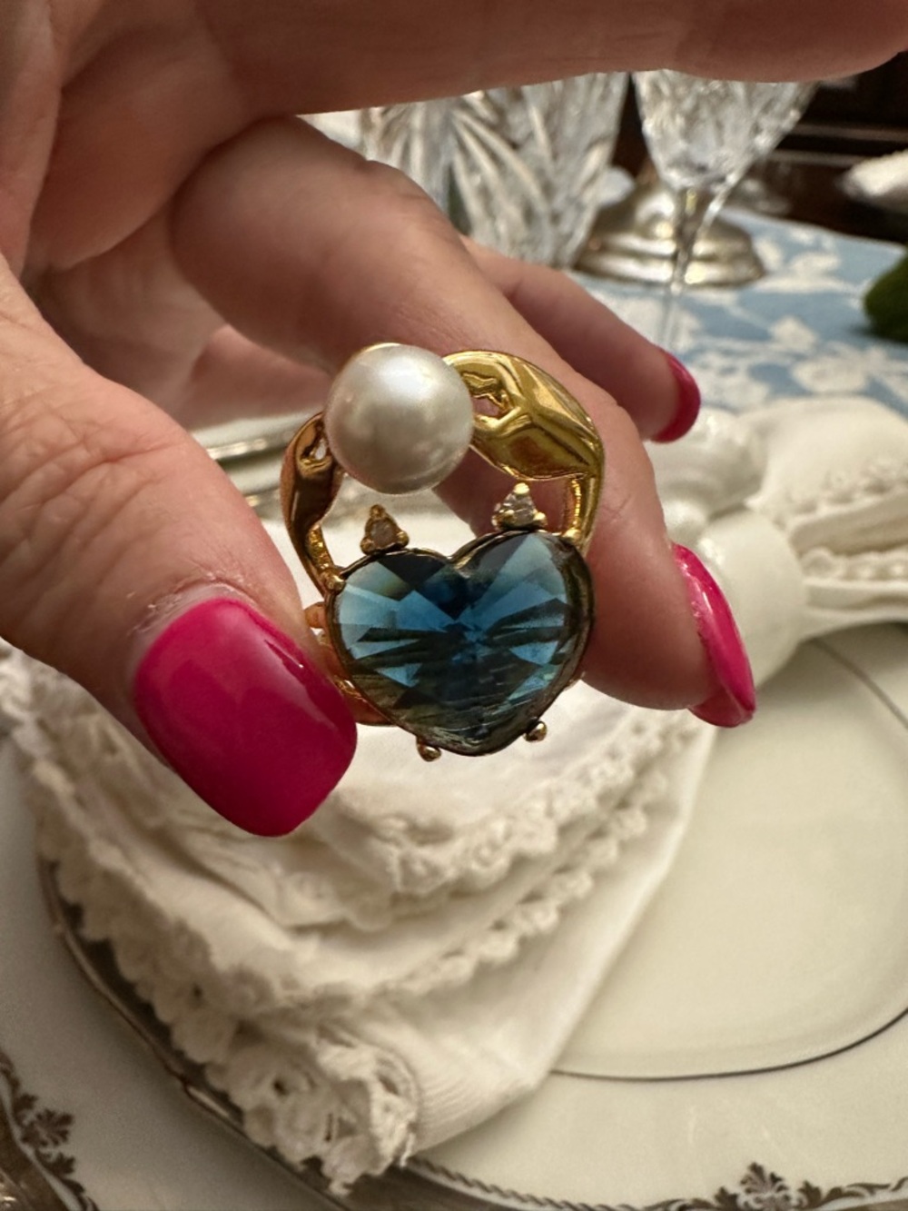 KATE SPADE SEA STAR HEART CRAB PEARL RING - SIZE 8 - Picture 3 of 10